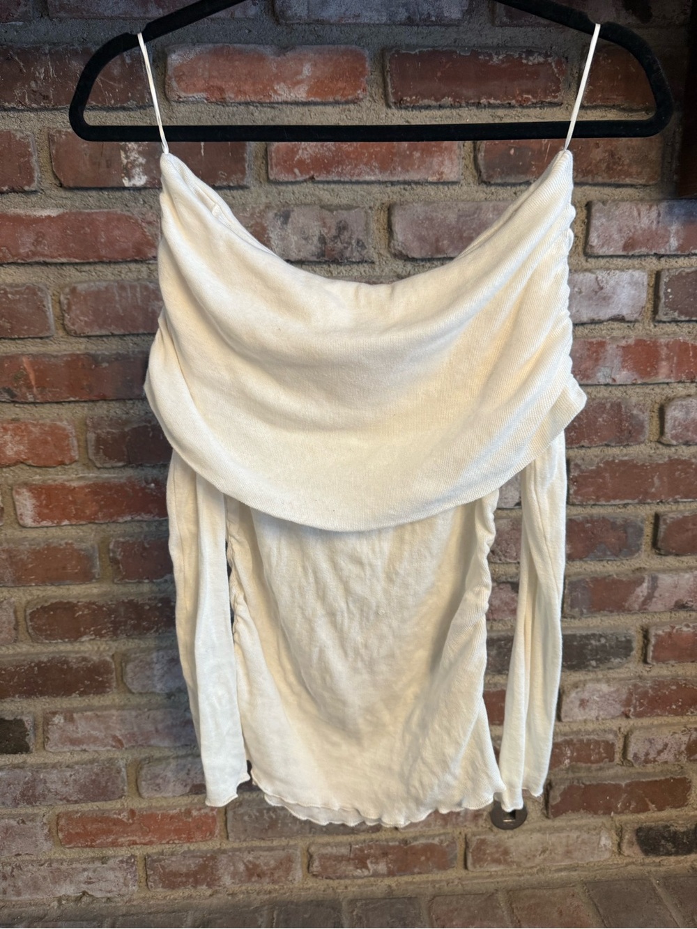 Zara Off the Shoulder Long Sleeve cream shirt
